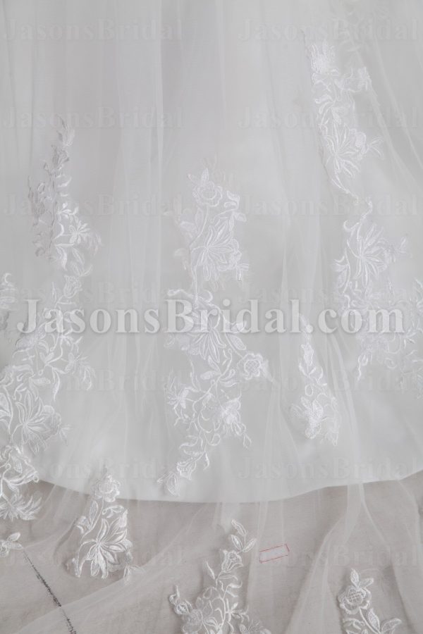 Mermaid Tulle Lace Wedding Dress Appliqed Spaghetti Straps Sweetheart Ruched Bodice with Chapel Train