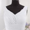 Fit-and-Flare Off-the-shoulder Chiffon Wedding Dress V-neck V-back Asymmetrical Ruched Skirt with Court Train