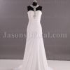 Sheath Chiffon Wedding Dress Embellished Halter Neckline Asymmetrical Ruched Waist with Court Train