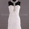 Sheath Chiffon Wedding Dress Embellished Halter Neckline Asymmetrical Ruched Waist with Court Train