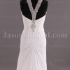 Sheath Chiffon Wedding Dress Embellished Halter Neckline Asymmetrical Ruched Waist with Court Train
