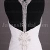 Sheath Chiffon Wedding Dress Embellished Halter V-neck Low-back Beaded Ruched with Court Train