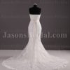 Fit-and-Flare Strapless Lace Wedding Dress Appliqued Tulle Embellished Belt with Court Train