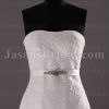 Fit-and-Flare Strapless Lace Wedding Dress Appliqued Tulle Embellished Belt with Court Train