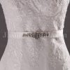 Fit-and-Flare Strapless Lace Wedding Dress Appliqued Tulle Embellished Belt with Court Train