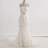 Fit-and-Flare Strapless Lace Wedding Dress Appliqued Tulle Embellished Belt with Bolero Jacket Court Train