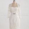 Fit-and-Flare Strapless Lace Wedding Dress Appliqued Tulle Embellished Belt with Bolero Jacket Court Train