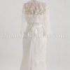 Fit-and-Flare Strapless Lace Wedding Dress Appliqued Tulle Embellished Belt with Bolero Jacket Court Train