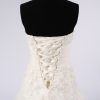 A-line Strapless Beaded Embroidered Ruched Waist Corset Chapel Train Lace over Satin Wedding Dresses