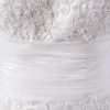 A-line Strapless Beaded Embroidered Ruched Waist Corset Chapel Train Lace over Satin Wedding Dresses