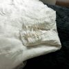 A-line Strapless Beaded Embroidered Ruched Waist Corset Chapel Train Lace over Satin Wedding Dresses