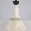 Mermaid Sweetheart Ruched Asymmetrical Pleated Bowknot Ruffled Chapel Train Organza Wedding Dresses