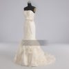 Mermaid Sweetheart Ruched Asymmetrical Pleated Bowknot Ruffled Chapel Train Organza Wedding Dresses