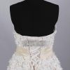 A-line Strapless Allover Lace Bodice Ruched Belt Floor Length Organza over Satin Wedding Dresses