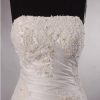 Ball Gown Strapless Beaded Appliques Asymmetrical Ruched Pick-up Chapel Train Satin Wedding Dresses