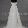 A-line Tulle Wedding Dress Feathers Embellished Sweetheart Ruched Bodice with Chapel Train