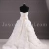 Ballgown Tulle Wedding Dress Feathers Embellished Sweetheart Beaded Band Dropped Waist Swirls Skirt with Chapel Train