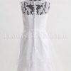 Fit-and-Flare Lace Wedding Dress Queen Anne Neckline Sleeveless Beaded Embellished with Chapel Train
