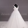 Ballgown Tulle Wedding Dress Sleeveless V-neck Beaded Embellished with Chapel Train