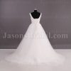Ballgown Tulle Wedding Dress Sleeveless V-neck Beaded Embellished with Chapel Train