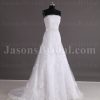 Fit-and-Flare Lace Wedding Dress Strapless Appliques Beaded Embellished Band with Court Train