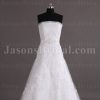 Fit-and-Flare Lace Wedding Dress Strapless Appliques Beaded Embellished Band with Court Train