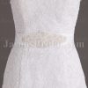Fit-and-Flare Lace Wedding Dress Strapless Appliques Beaded Embellished Band with Court Train