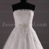 Princess A-line Tulle Wedding Dress Strapless Appliqued Beaded Embellished with Bolero Jacket Chapel Train