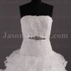 Fairytale Ballgown Tulle Wedding Dress Strapless Dropped Waist Tiered Ruffled Layers with Chapel Train