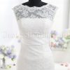 Fit-and-Flare Lace Wedding Dress Sleeveless Sheer Bodice Bateau Neck V-neck Waistband with Court Train