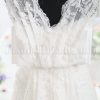 Fit-and-Flare Lace Wedding Dress Sleeveless Sheer Bodice Bateau Neck V-neck Waistband with Court Train