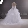 Fairytale Ballgown Tulle Wedding Dress Strapless Beaded Embroidered Tiered Skirt with Chapel Train