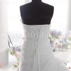 Fit-and-Flare Organza Taffeta Wedding Dress Strapless Pleated Asymmetrical Dropped Side Draped Peek Ruffled Skirt with Chapel Train