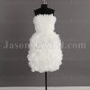 Short Length Little White Chiffon Wedding Dress Strapless Beaded Embellished Textured Ruffled Skirt