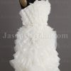 Short Length Little White Chiffon Wedding Dress Strapless Beaded Embellished Textured Ruffled Skirt