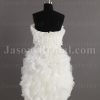 Short Length Little White Chiffon Wedding Dress Strapless Beaded Embellished Textured Ruffled Skirt