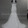 Mermaid High-neck Lace Wedding Dress Beaded Embellished Skirt with Sweep Train