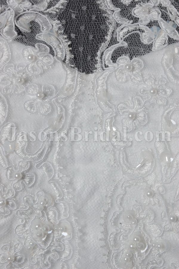 Mermaid High-neck Lace Wedding Dress Beaded Embellished Skirt with Sweep Train