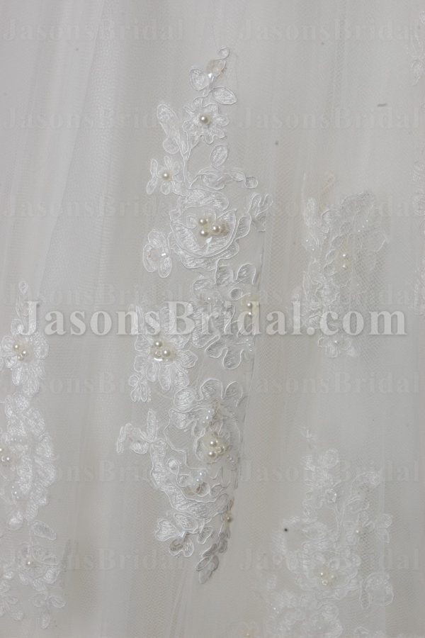 Princess A-line Lace Wedding Dress Sweetheart Cross Ruched Bodice with Sweep Train