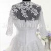 A-line Lace Wedding Dress Sweetheart Cross Ruched Bodice with Bolero Jacket Sweep Train