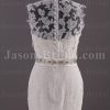 Mermaid Illusion Lace High-neck Wedding Dress Beaded Waistband Appliqued Skirt with Sweep Train