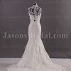 Mermaid Illusion Lace High-neck Wedding Dress Appliqued Skirt with Sweep Train