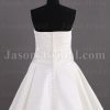 A-line Satin Wedding Dress Strapless Beaded Embellished Asymmetrical Ruched with Semi-cathedral Train