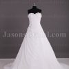 Elegant A-line Sweetheart Adorned Flowers Ruched Asymmetrical Side Motif Sweep Train Chiffon Wedding Dresses