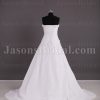 Elegant A-line Sweetheart Adorned Flowers Ruched Asymmetrical Side Motif Sweep Train Chiffon Wedding Dresses