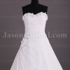 Elegant A-line Sweetheart Adorned Flowers Ruched Asymmetrical Side Motif Sweep Train Chiffon Wedding Dresses