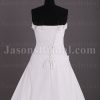 Elegant A-line Sweetheart Adorned Flowers Ruched Asymmetrical Side Motif Sweep Train Chiffon Wedding Dresses