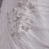 Elegant A-line Sweetheart Adorned Flowers Ruched Asymmetrical Side Motif Sweep Train Chiffon Wedding Dresses