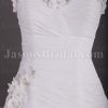 Elegant A-line Sweetheart Adorned Flowers Ruched Asymmetrical Side Motif Sweep Train Chiffon Wedding Dresses