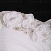 Elegant A-line Sweetheart Adorned Flowers Ruched Asymmetrical Side Motif Sweep Train Chiffon Wedding Dresses